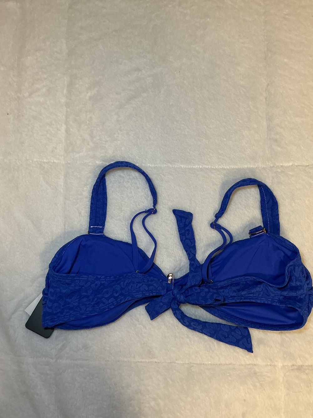 bebe Cobalt Blue Bikini Set with Gold Flower Accents - Picture 10 of 11